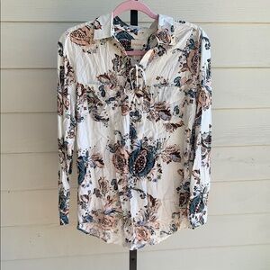 Chicos floral long sleeve blouse size 1